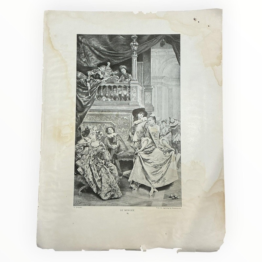 Le Menuet G Jacquet Book Plate Illustration Page Music of the Modern World 1895